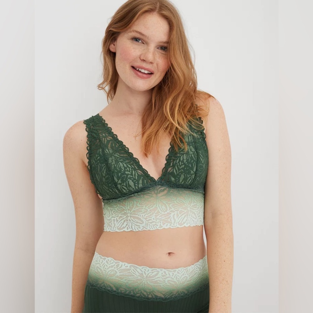 NWOT Women's Aerie Ombre Firework Lace Padded Plunge Bralette size Medium